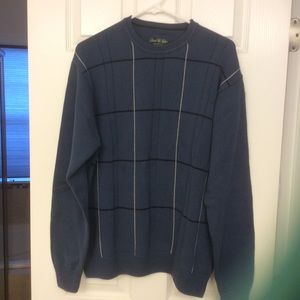 David Taylor men’s sweater, large, blue windowpane
